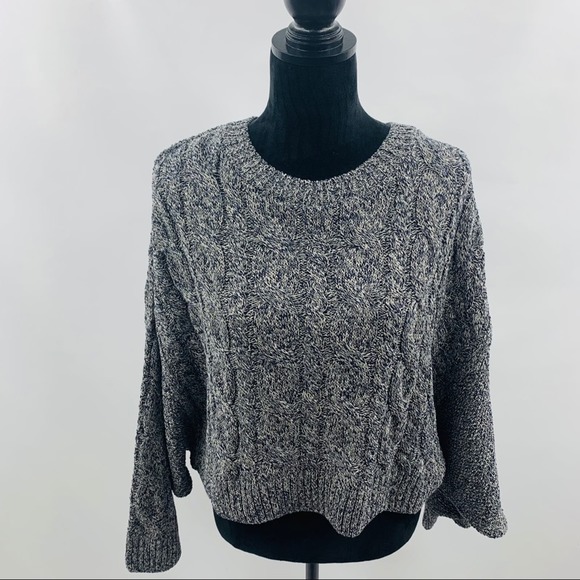 Topshop Navy Blue Crop Chunky Cable Knit Sweater - Picture 8 of 12